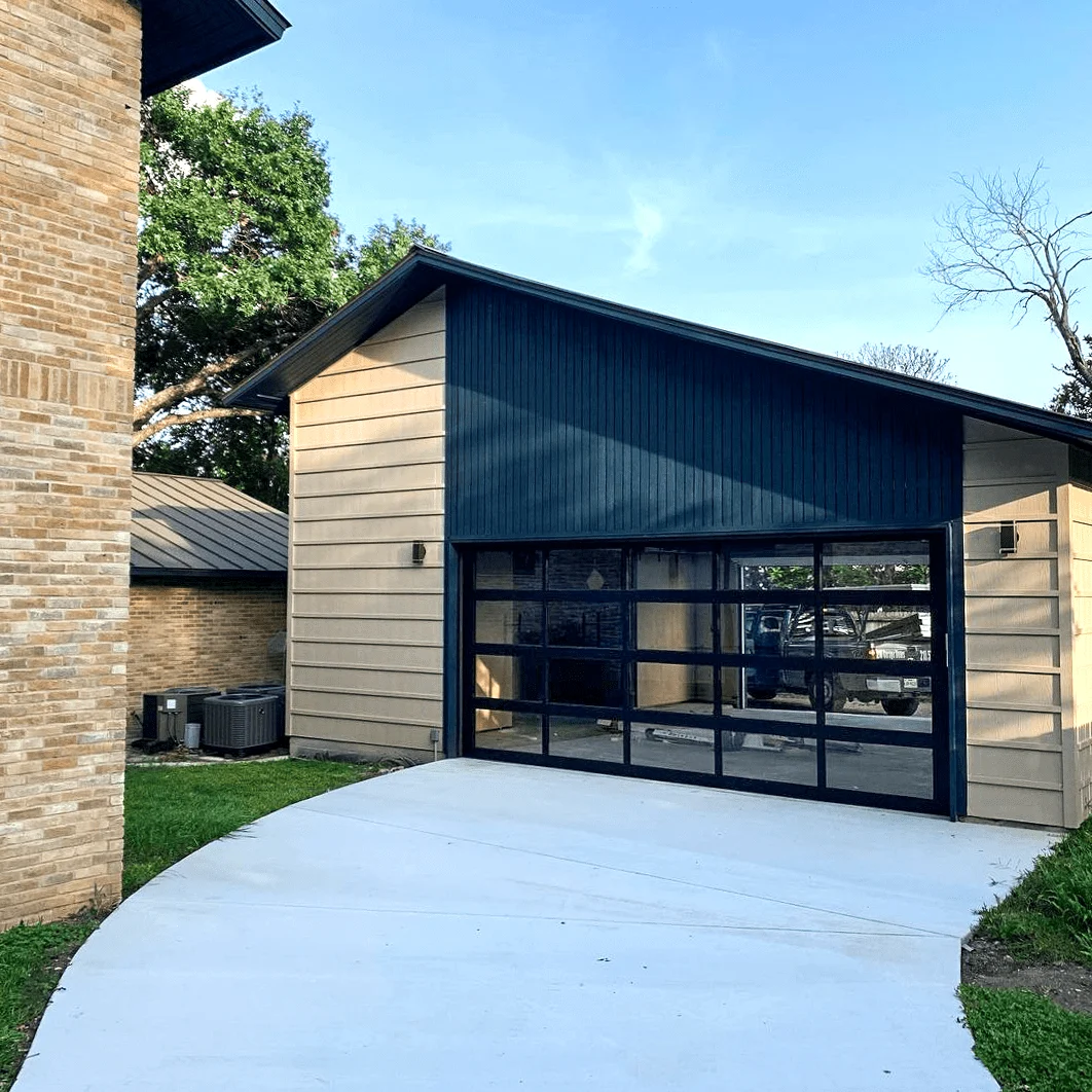 TOHO aluminum full-view garage door — aluminum frame with full-glass panels